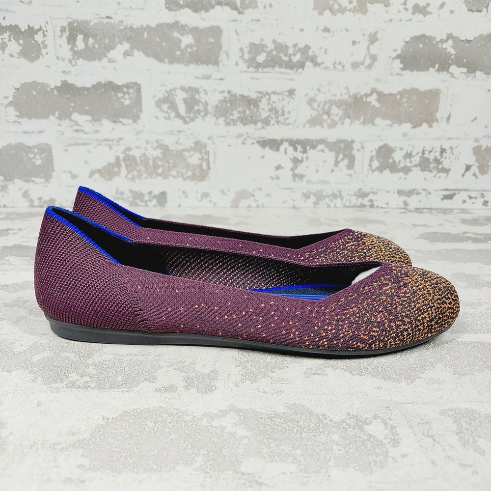 NEW Rothy's Burgundy Eggplant Metallic Ombre Slip-On Shoes Knit Loafers O640 - Picture 3 of 8